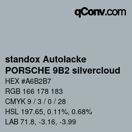 Código de color: standox Autolacke - PORSCHE 9B2 silvercloud | qconv.com