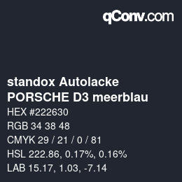 Color code: standox Autolacke - PORSCHE D3 meerblau | qconv.com