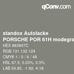 Code couleur: standox Autolacke - PORSCHE POR 61H modegrau OEM 2006 | qconv.com
