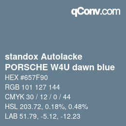 Color code: standox Autolacke - PORSCHE W4U dawn blue | qconv.com