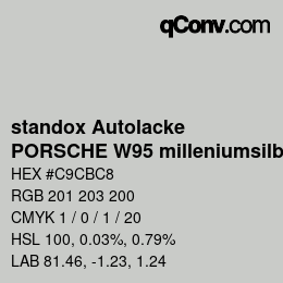 Farbcode: standox Autolacke - PORSCHE W95 milleniumsilber | qconv.com