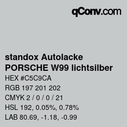 Farbcode: standox Autolacke - PORSCHE W99 lichtsilber | qconv.com