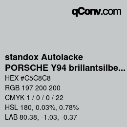 Farbcode: standox Autolacke - PORSCHE Y94 brillantsilber OEM 2006 | qconv.com