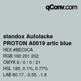 Code couleur: standox Autolacke - PROTON A0019 artic blue | qconv.com