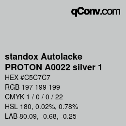 Farbcode: standox Autolacke - PROTON A0022 silver 1 | qconv.com