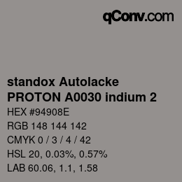 颜色代码: standox Autolacke - PROTON A0030 indium 2 | qconv.com