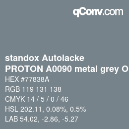 Farbcode: standox Autolacke - PROTON A0090 metal grey OEM 2006 | qconv.com