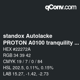 Código de color: standox Autolacke - PROTON A0100 tranquility black OEM 2006 | qconv.com