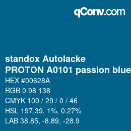 Código de color: standox Autolacke - PROTON A0101 passion blue OEM 2006 | qconv.com