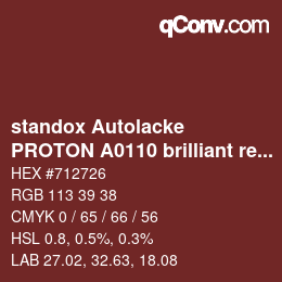 カラーコード: standox Autolacke - PROTON A0110 brilliant red OEM 2006 | qconv.com