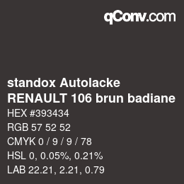 カラーコード: standox Autolacke - RENAULT 106 brun badiane | qconv.com