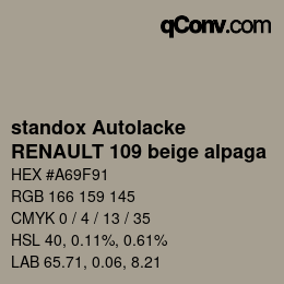Color code: standox Autolacke - RENAULT 109 beige alpaga | qconv.com