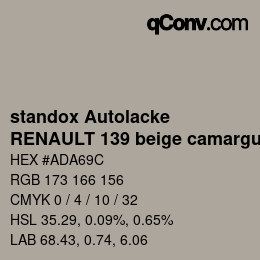 Color code: standox Autolacke - RENAULT 139 beige camargue | qconv.com