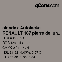 Farbcode: standox Autolacke - RENAULT 187 pierre de lune | qconv.com