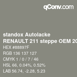 Color code: standox Autolacke - RENAULT 211 steppe OEM 2006 | qconv.com