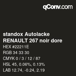 Color code: standox Autolacke - RENAULT 267 noir dore | qconv.com