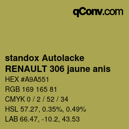 Color code: standox Autolacke - RENAULT 306 jaune anis | qconv.com