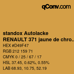 Farbcode: standox Autolacke - RENAULT 371 jaune de chrome | qconv.com