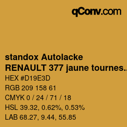 Farbcode: standox Autolacke - RENAULT 377 jaune tournesol | qconv.com