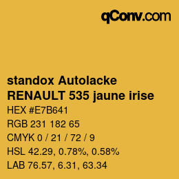 Código de color: standox Autolacke - RENAULT 535 jaune irise | qconv.com