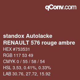Color code: standox Autolacke - RENAULT 576 rouge ambre | qconv.com