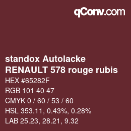 Código de color: standox Autolacke - RENAULT 578 rouge rubis | qconv.com