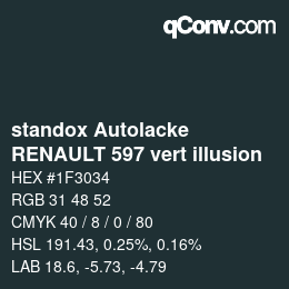 Color code: standox Autolacke - RENAULT 597 vert illusion | qconv.com
