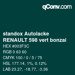 Color code: standox Autolacke - RENAULT 598 vert bonzai | qconv.com