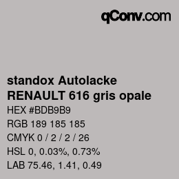 Color code: standox Autolacke - RENAULT 616 gris opale | qconv.com