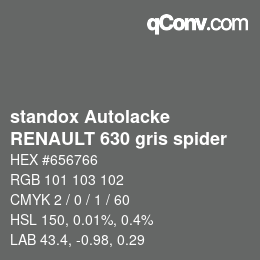 Code couleur: standox Autolacke - RENAULT 630 gris spider | qconv.com