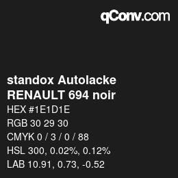 Código de color: standox Autolacke - RENAULT 694 noir | qconv.com
