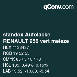 Color code: standox Autolacke - RENAULT 958 vert meleze | qconv.com