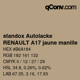 Farbcode: standox Autolacke - RENAULT A17 jaune manille | qconv.com