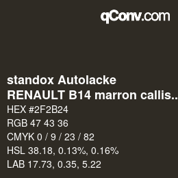 Color code: standox Autolacke - RENAULT B14 marron callisto | qconv.com