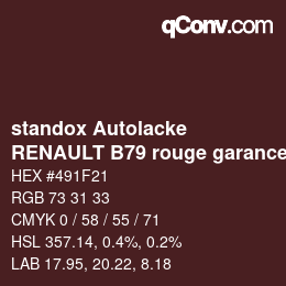 Color code: standox Autolacke - RENAULT B79 rouge garance | qconv.com