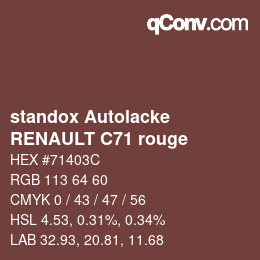 Código de color: standox Autolacke - RENAULT C71 rouge | qconv.com