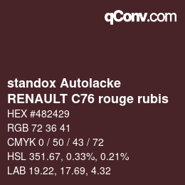 Color code: standox Autolacke - RENAULT C76 rouge rubis | qconv.com