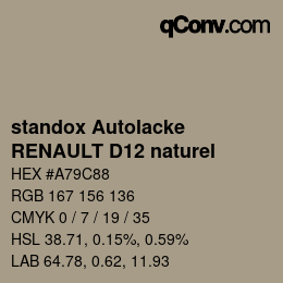 Color code: standox Autolacke - RENAULT D12 naturel | qconv.com