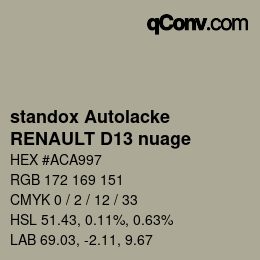 Color code: standox Autolacke - RENAULT D13 nuage | qconv.com