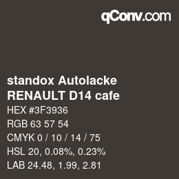 Código de color: standox Autolacke - RENAULT D14 cafe | qconv.com