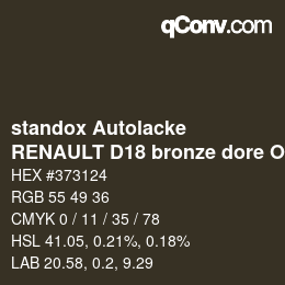 Farbcode: standox Autolacke - RENAULT D18 bronze dore OEM 2006 | qconv.com