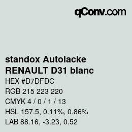 Color code: standox Autolacke - RENAULT D31 blanc | qconv.com