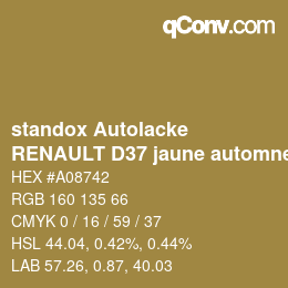 Color code: standox Autolacke - RENAULT D37 jaune automne | qconv.com