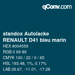 Code couleur: standox Autolacke - RENAULT D41 bleu marin | qconv.com