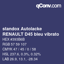 Color code: standox Autolacke - RENAULT D45 bleu vibrato | qconv.com