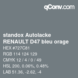 Color code: standox Autolacke - RENAULT D47 bleu orage | qconv.com