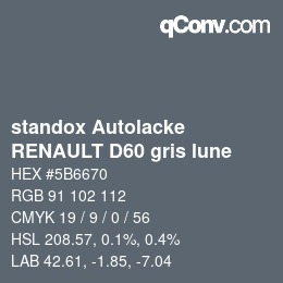 Color code: standox Autolacke - RENAULT D60 gris lune | qconv.com