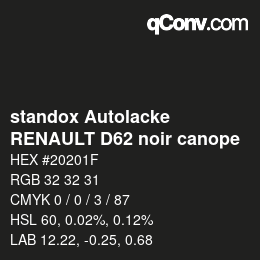 Color code: standox Autolacke - RENAULT D62 noir canope | qconv.com