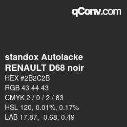 Color code: standox Autolacke - RENAULT D68 noir | qconv.com