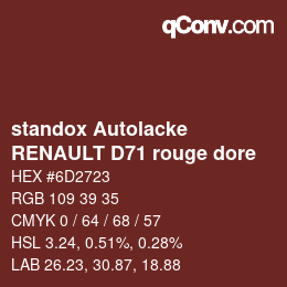 Color code: standox Autolacke - RENAULT D71 rouge dore | qconv.com